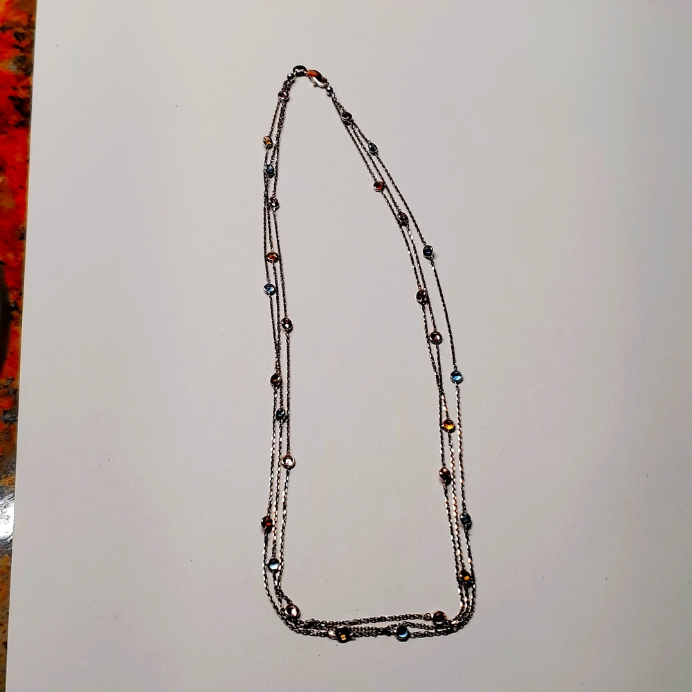 14k white gold, not plated, genuine sapphire neclace..stamped